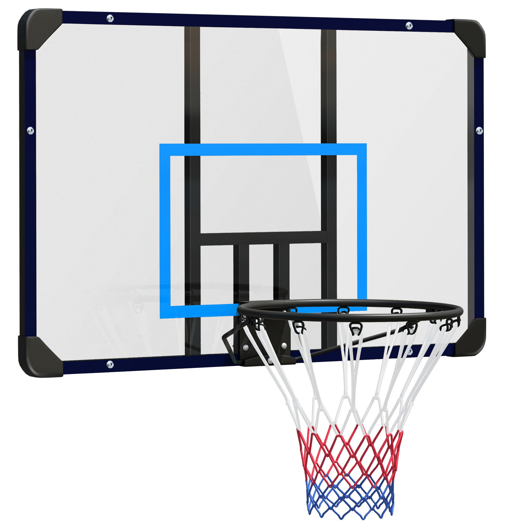 SPORTNOW Canasta de Baloncesto de Pared Tablero de Baloncesto Aro de Baloncesto para Exterior 113x61x73 cm Azul y Negro