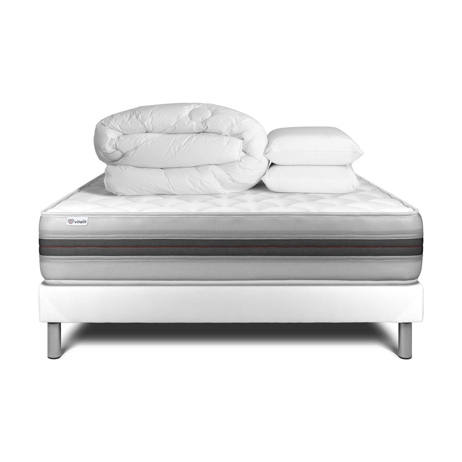 Pack cama completa - Colchón 180x200cm + Somier con láminas (kit) + 2 almohadas + Edredón - Vitalmemo Back