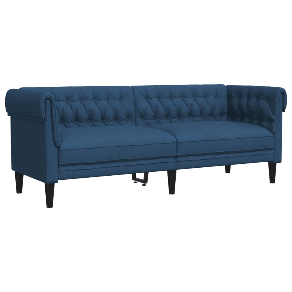 vidaXL Sofá Chesterfield de 3 plazas tela azul