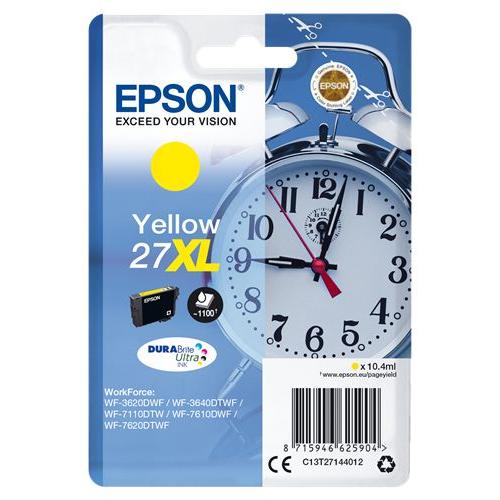 Epson - Cartucho de tinta C13T27144012 amarillo para impresoras WF-3620 y 3460 DTWF/DWF con tecnología DURABrite Ultra resistente al agua y manchas, rendimiento hasta 1.100 páginas
