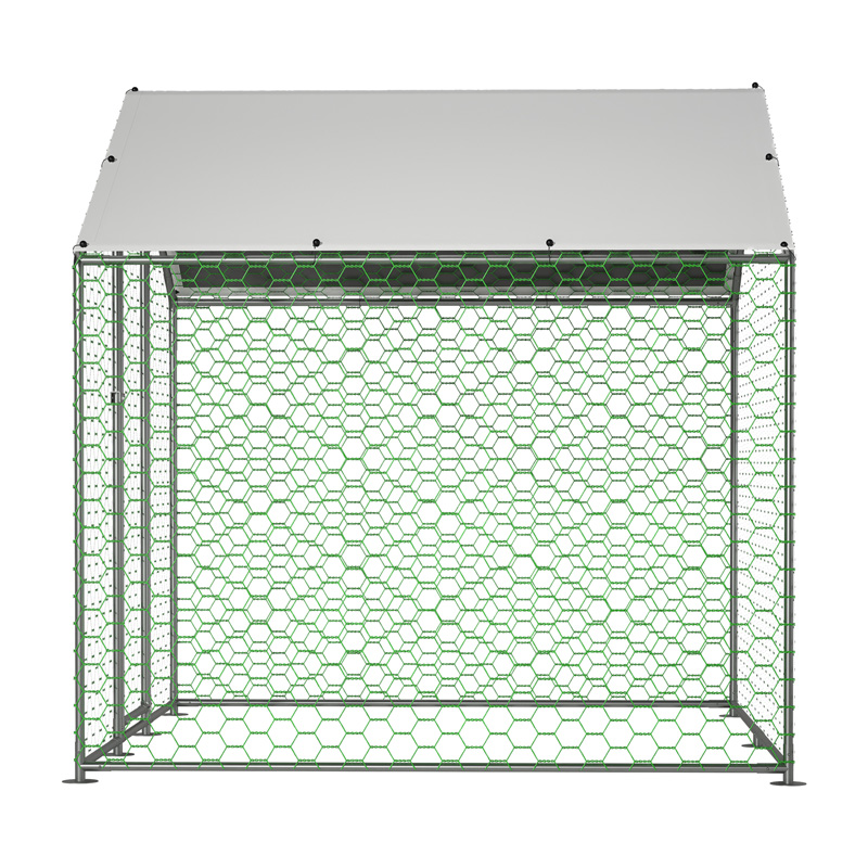 Enclos extérieur pour volailles 2 x 2 x 2 m en métal avec porte verrouillable et bâche PE imperméable
