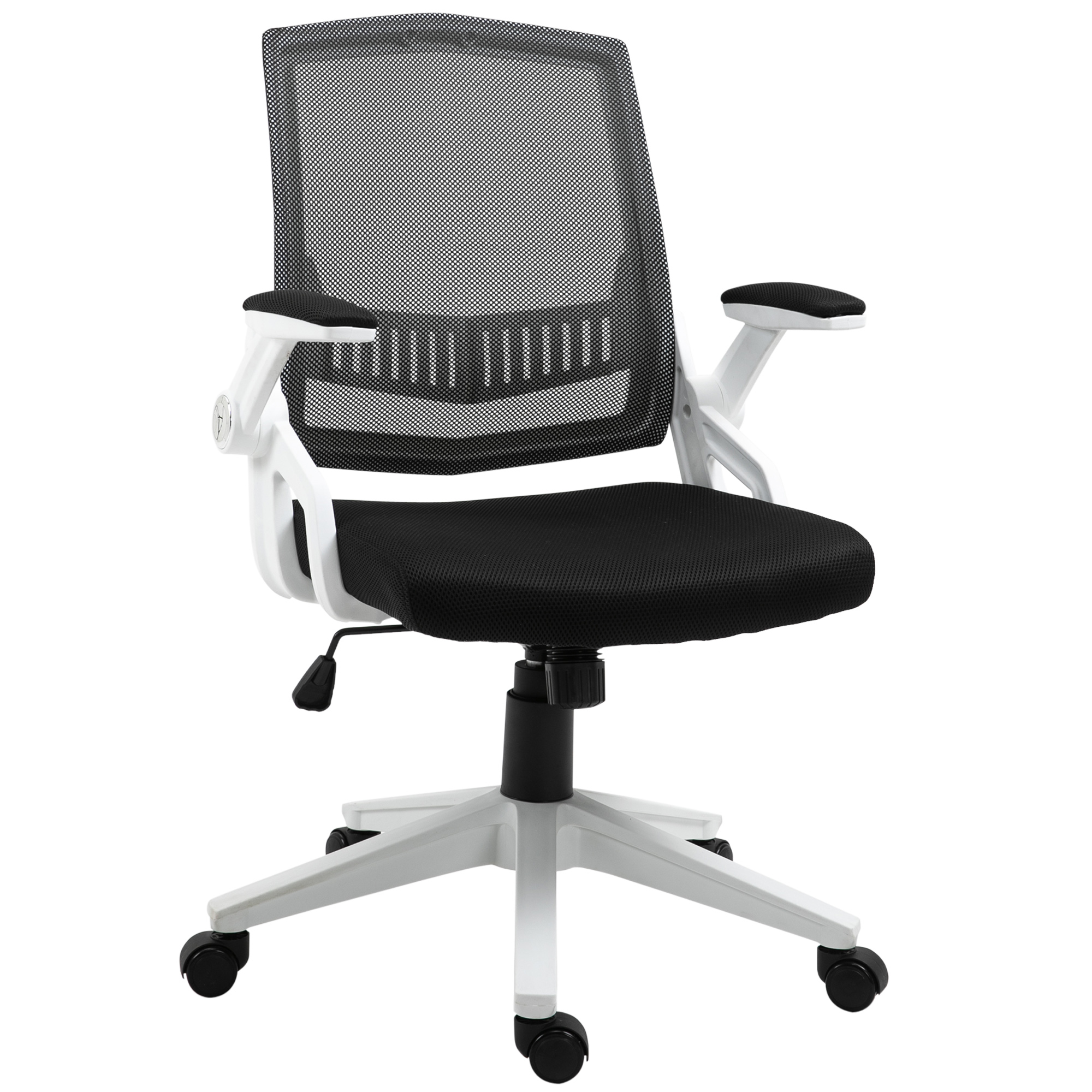 Vinsetto Silla de Oficina Ergonómica Silla de Juvenil con Altura Ajustable Reposabrazos Abatibles Soporte Lumbar y Respaldo Malla Transpirable 61x61x94-104 cm Negro