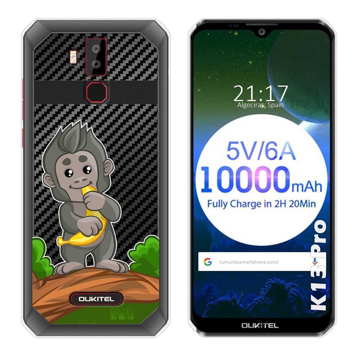 Tumundosmartphone Funda Gel Transparente para Oukitel K13 Pro diseño Mono Dibujos