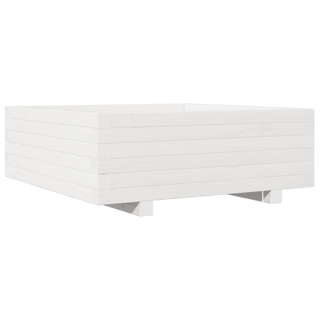 vidaXL Jardinera de madera maciza de pino 70x70x26,5 cm Color Pino natural,  Blanco,  Marrón cera y mas