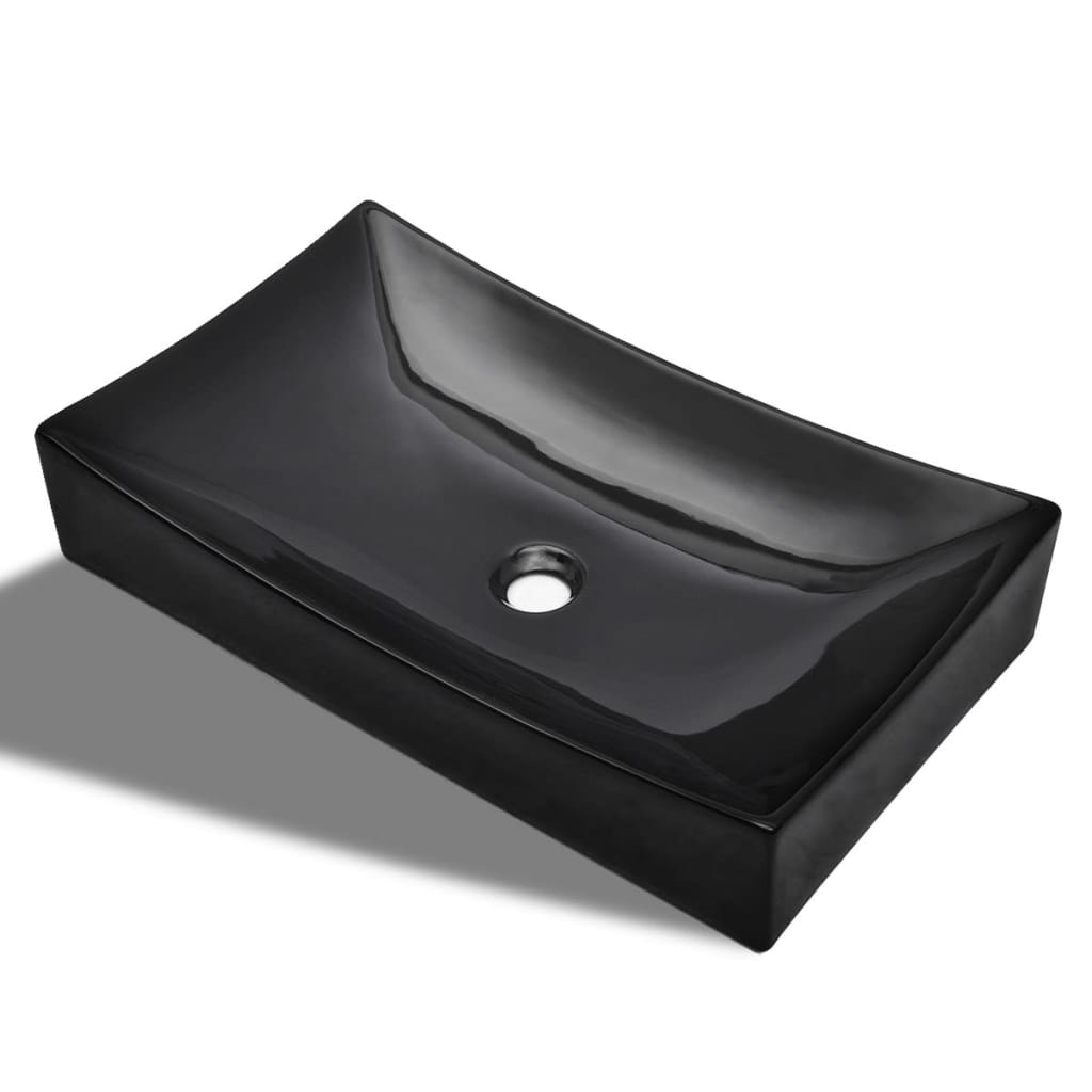 vidaXL Lavabo de material cerámica modelo rectangulo instalacion mostrador Color Negro,  Blanco, y mas
