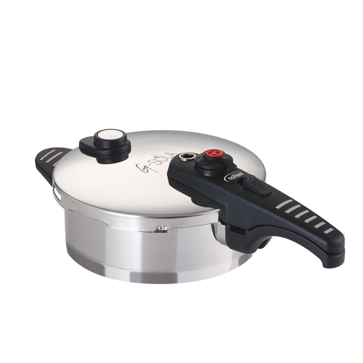 G-SOLA Olla a Presión Acero Inoxidable 18/10 [2.5L, 4L, 6L, 8L] – Doble Nivel de Cocción Rápida/Súper Rápida, Triple Seguridad, Apta para Inducción y Lavavajillas + Recetario David de Jorge
