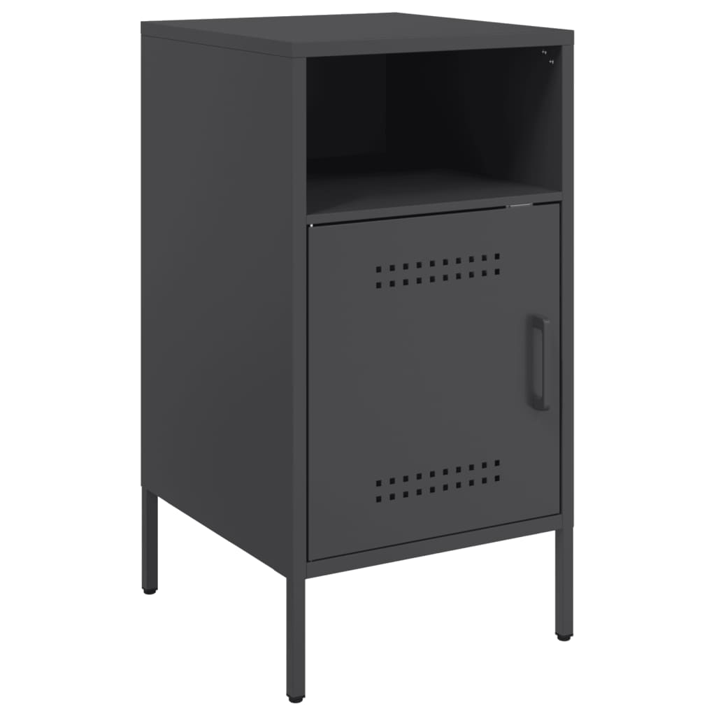 Vidaxl Mesita de Noche Industrial en Acero Laminado en Frío 36x39x68 Cm Negro