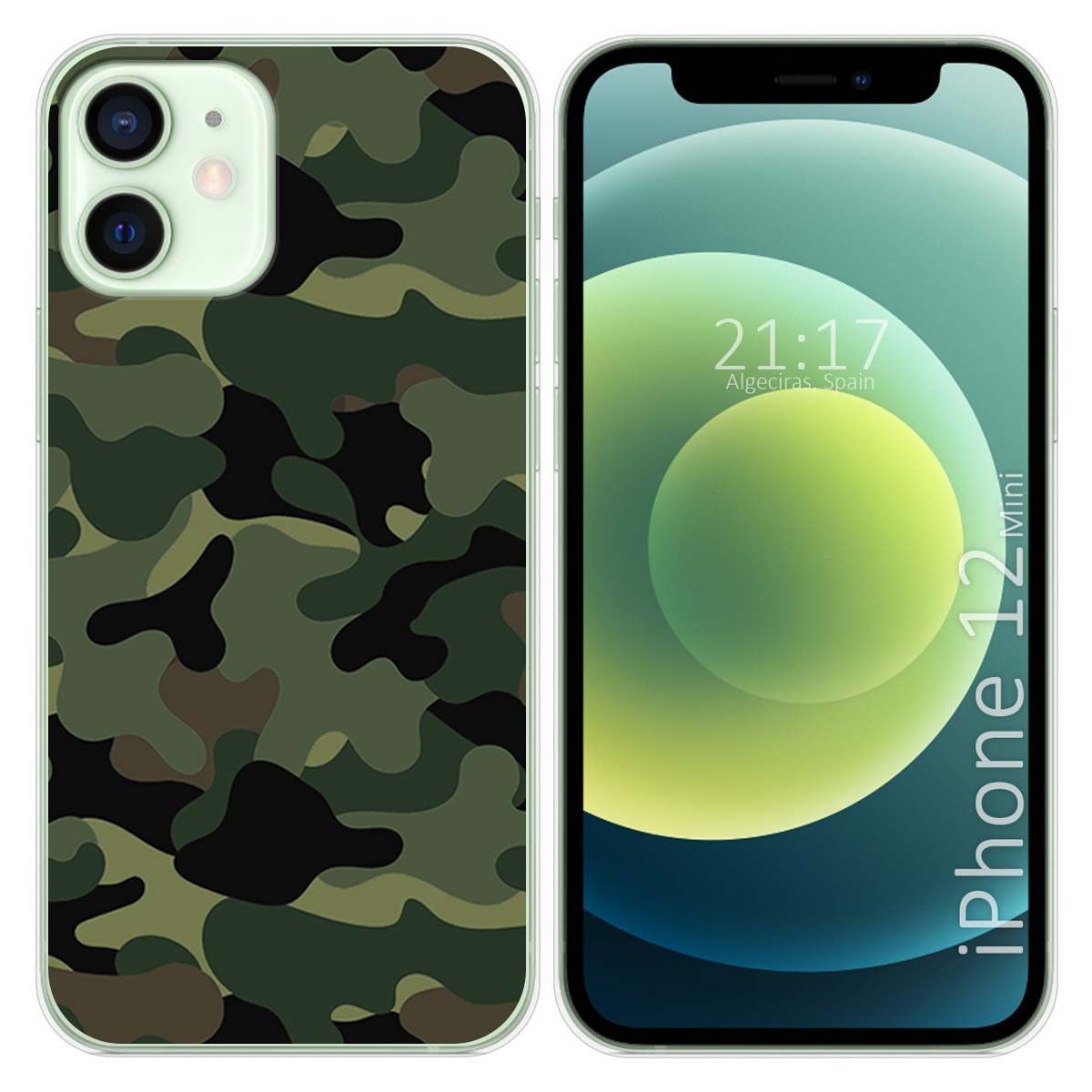 Tumundosmartphone Funda Gel Tpu para Iphone 12 Mini (5.4) diseño Camuflaje Dibujos