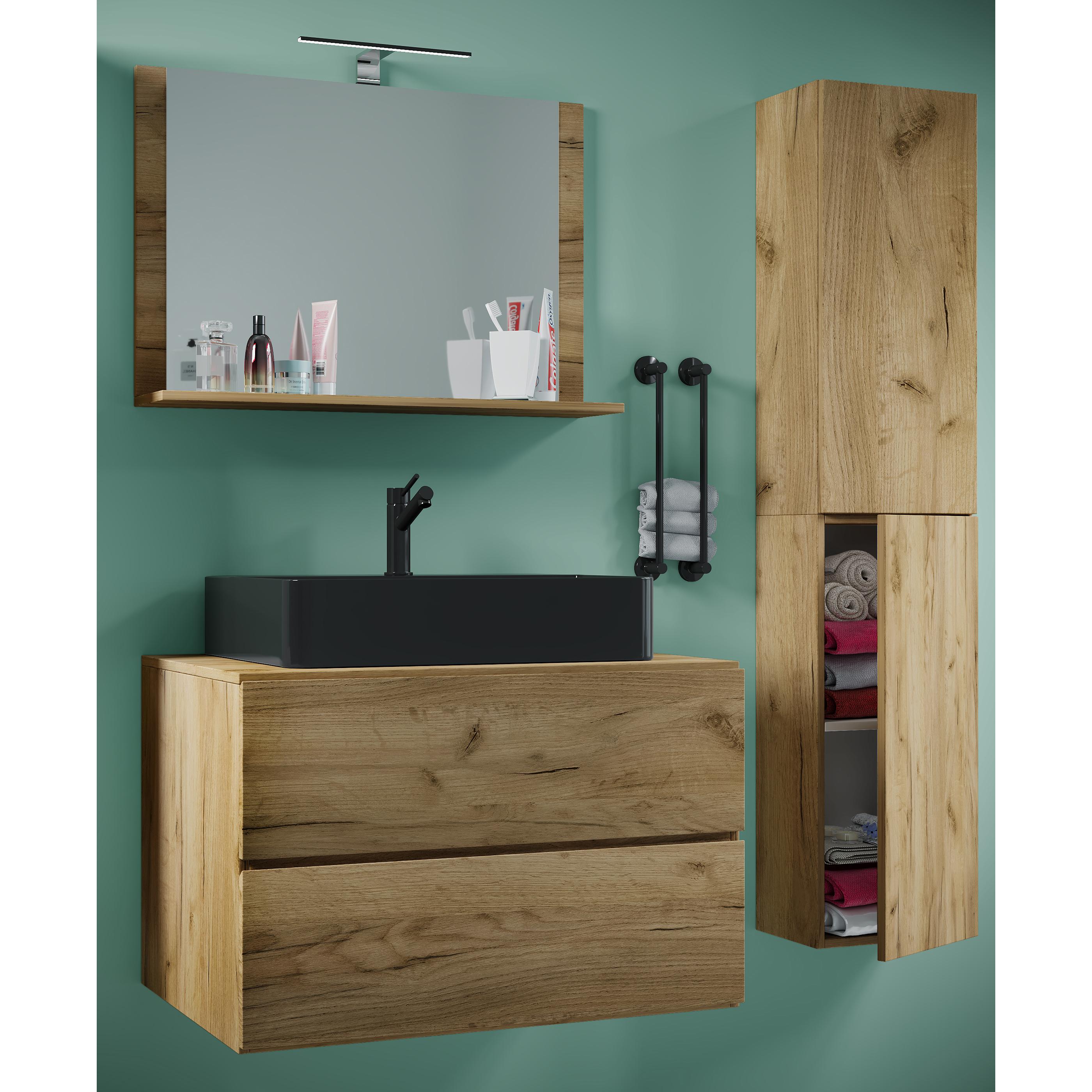 Mueble de 4 piezas Lavabo Conjunto de muebles de baño Lavabo Lendas-BL Ancho 80 cm L Cajón Mueble de 4 piezas Lavabo Conjunto de muebles de baño Lavabo Lendas-BL Ancho 80 cm L Cajón