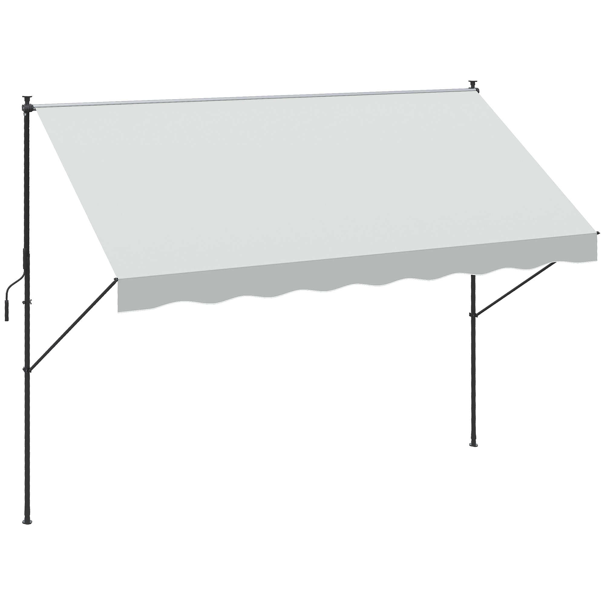 Outsunny Toldo Manual Retráctil 300x170x200-290 cm Toldo Ajustable con Manivela Protección Solar UV40+ Prueba de Viento para Balcón Jardín Terraza Crema