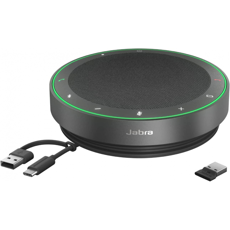 Teléfono manos libres Jabra Speak2 75 UC (USB-A+USB-C con cable, adaptador Bluetooth USB-A)