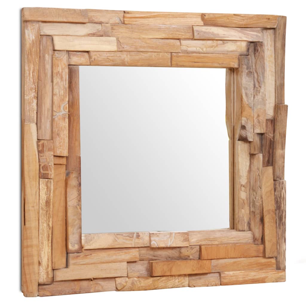 vidaXL Teca Espejo Decorativo Madera Decoración Pared Entrada Dimensiones 60 x 60 cm, 90 x 60 cm, 120 x 60 cm
