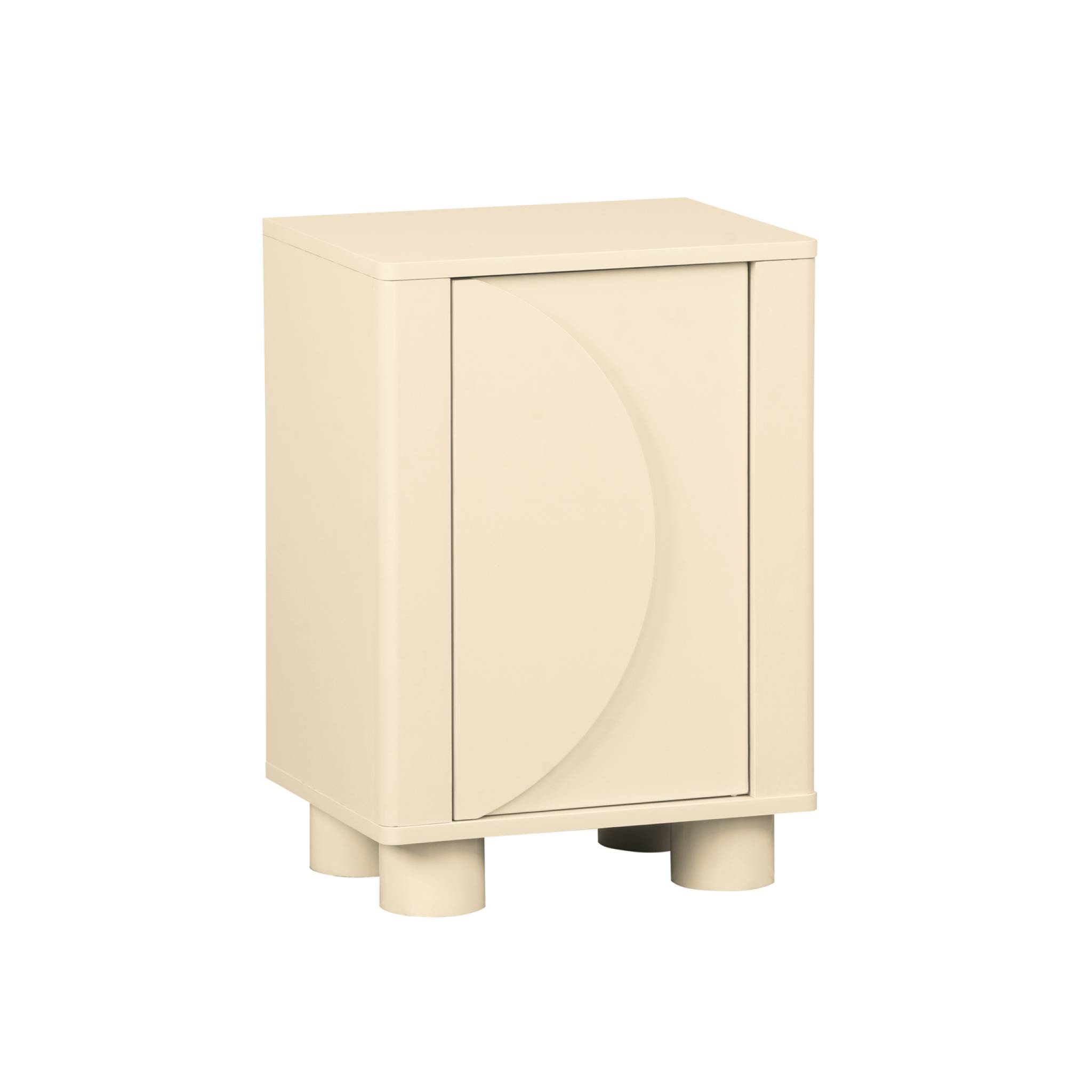 Mesita de noche efecto madera de mango con 1 puerta reversible