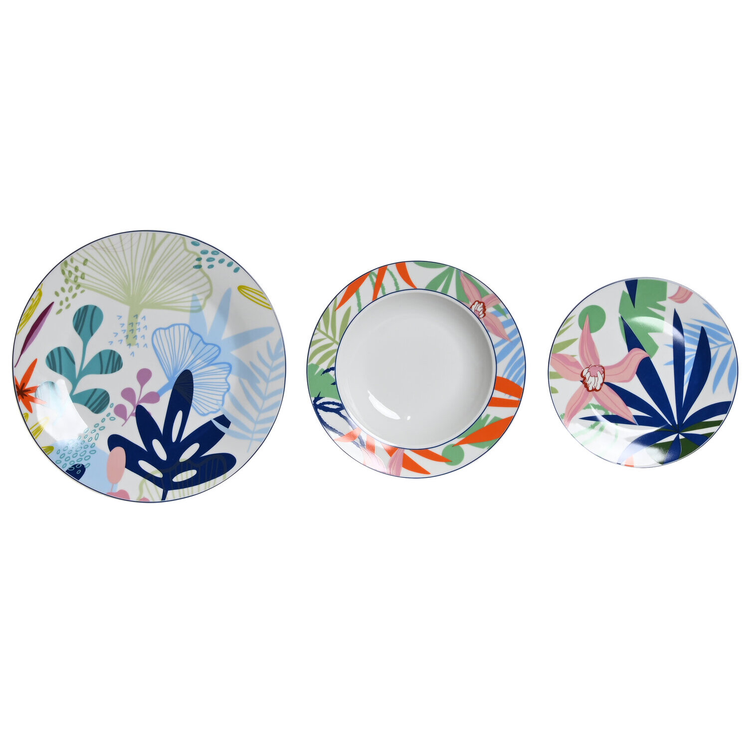 Vajilla set 18 porcelana 27x27x3 hojas azul , La mejor decoración para tu hogar.