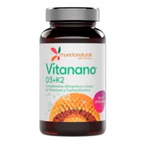 Mundo Natural Mundonatural Vitanano Vitaminas D3 + K2 Liposomado 30Cap - Aporte de Vitamina D3 y K2 - Mejor Absorción y Biodisponibilidad - Mantenimiento de los Huesos - Cápsula Fácil de Tomar