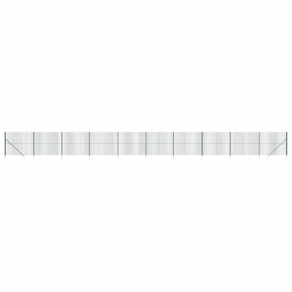 vidaXL Cerca de alambre con pinchos de anclaje verde 1,4x25 m