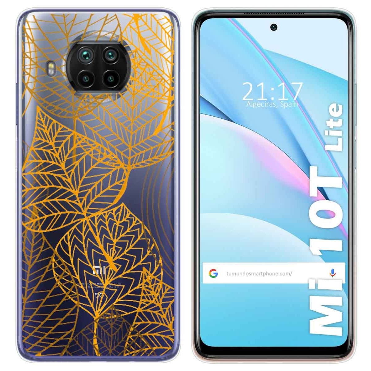 Tumundosmartphone Funda Gel Transparente para Xiaomi Mi 10T Lite diseño Hojas Dibujos