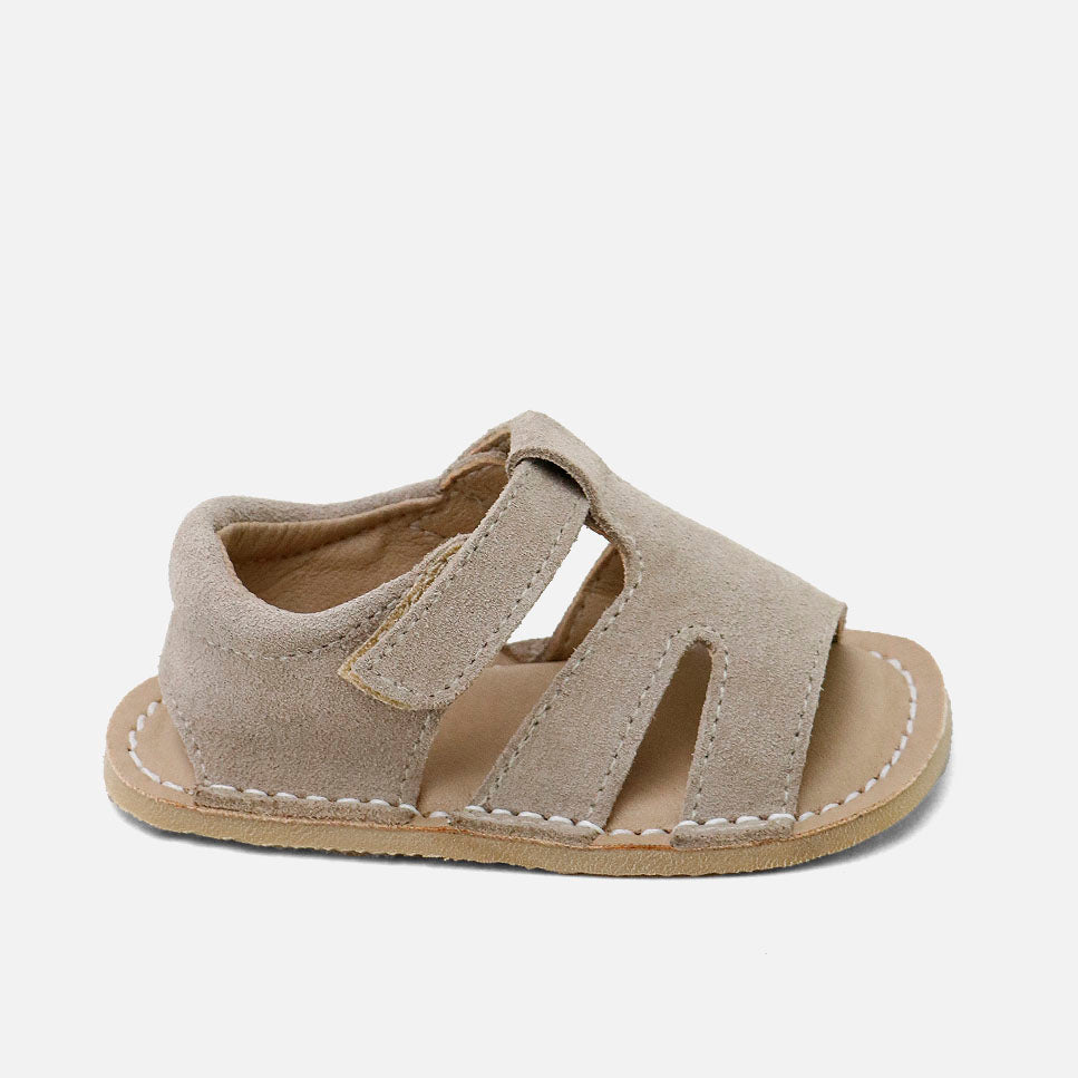 Sandalias barefoot piel afelpado piedra con cierre adherente Elisoft | Eli 1957