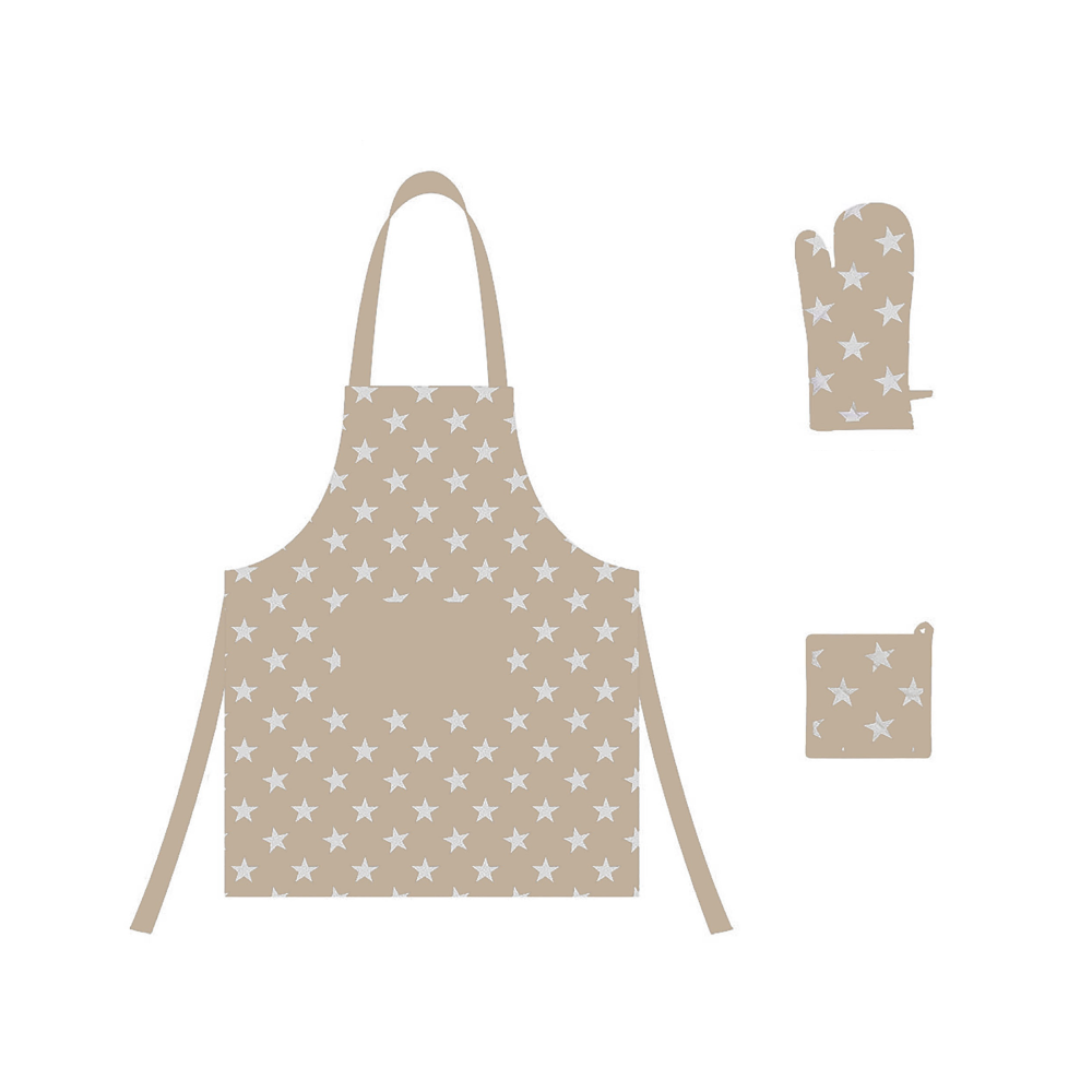 CASTMA GARANTIA DE ALTA CALIDAD - Juego de Cocina en Algodón con Delantal, Manopla y Agarrador, Estilo Moderno, Ideal para Regalo