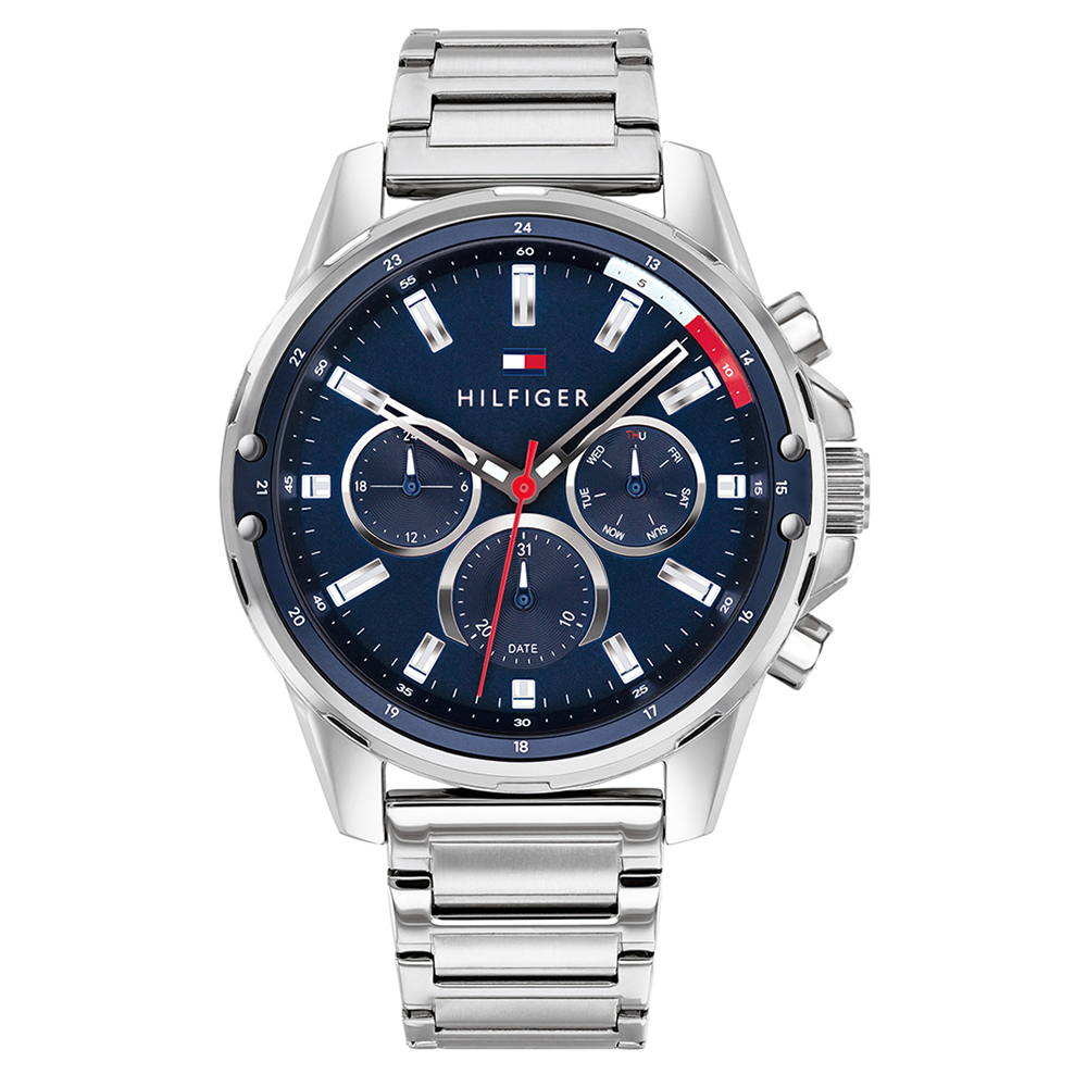 Reloj de Hombre Tommy Hilfiger 1791788, Esfera Azul de 45 MM + Caja de Regalo Elegante