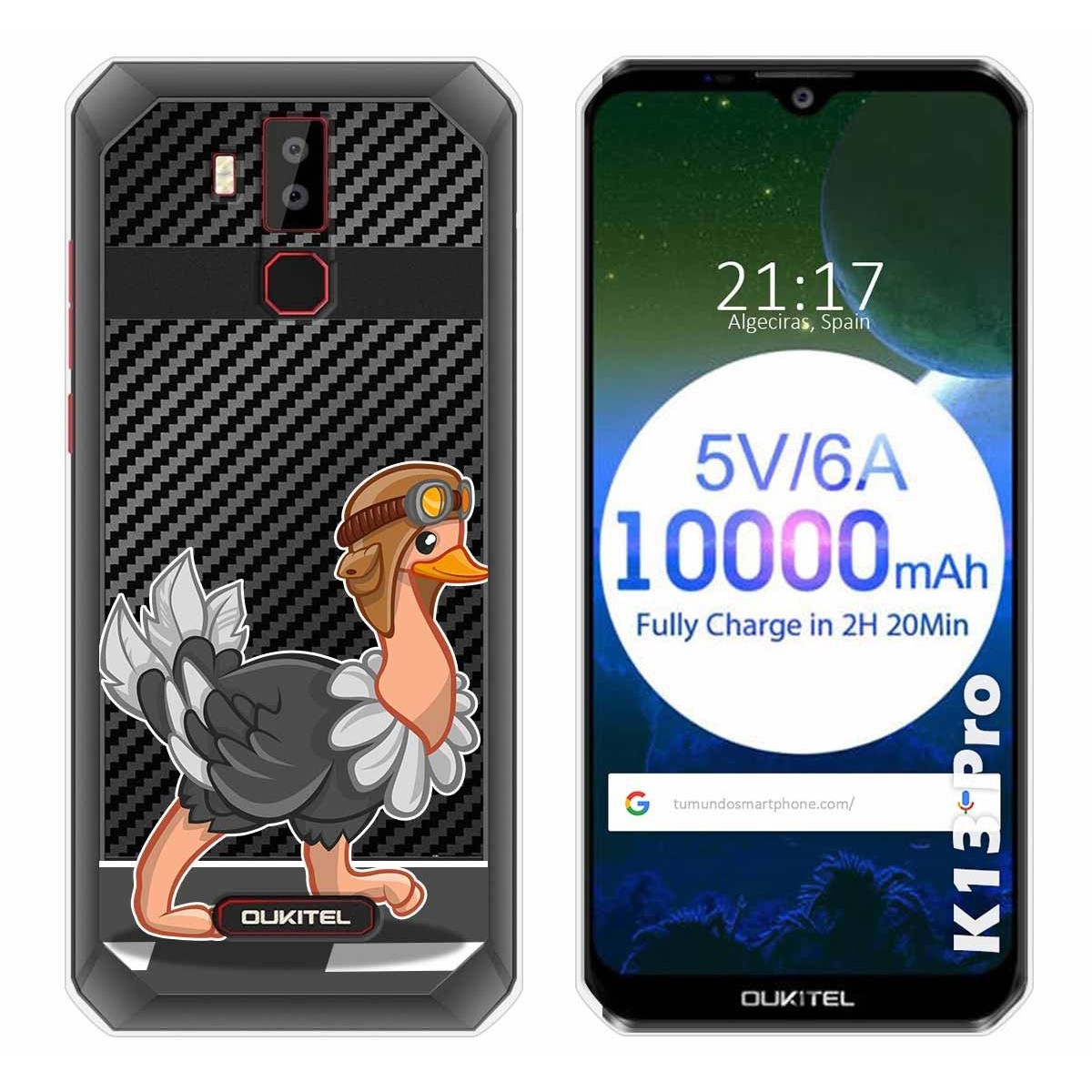 Tumundosmartphone Funda Gel Transparente para Oukitel K13 Pro diseño Avestruz Dibujos