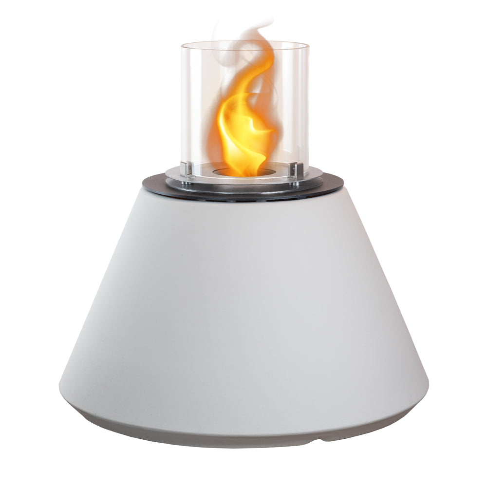 Chimenea de bioetanol para suelo de jardín, interior y exterior STROMBOLI Blanco Perla d.60 x h56