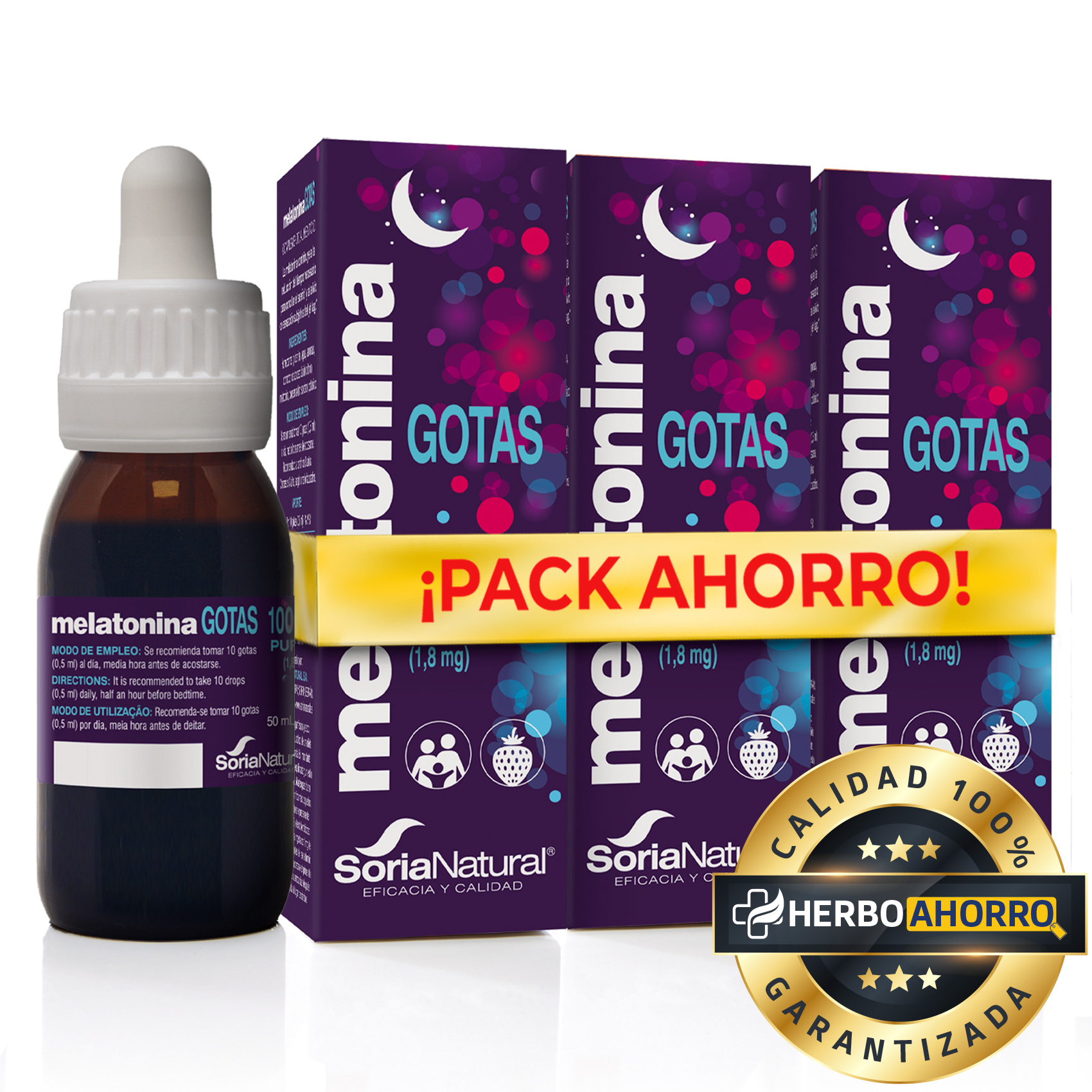 Melatonina gotas Soria Natural 50ml Pack 3x2