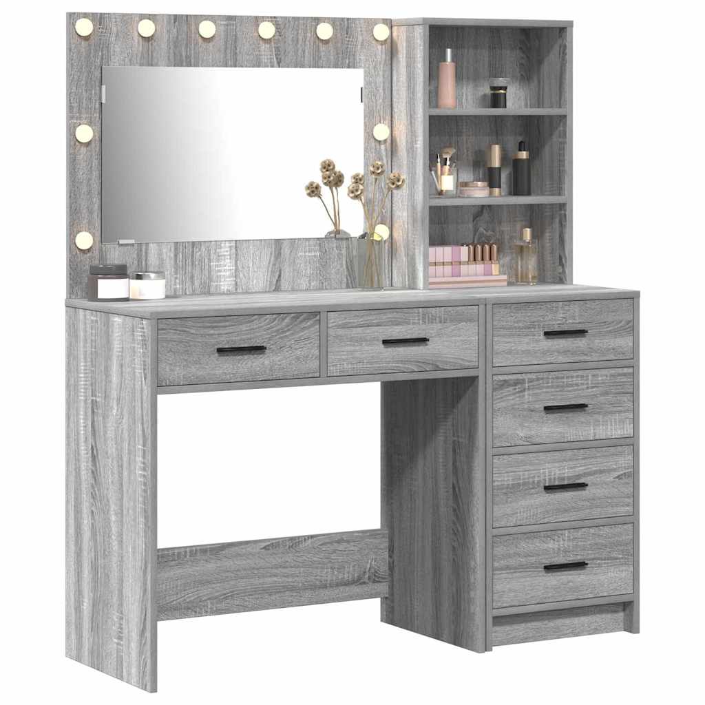vidaXL Mesa de tocador con cajón Gris Claro 78.5 x 41 x 135 cm