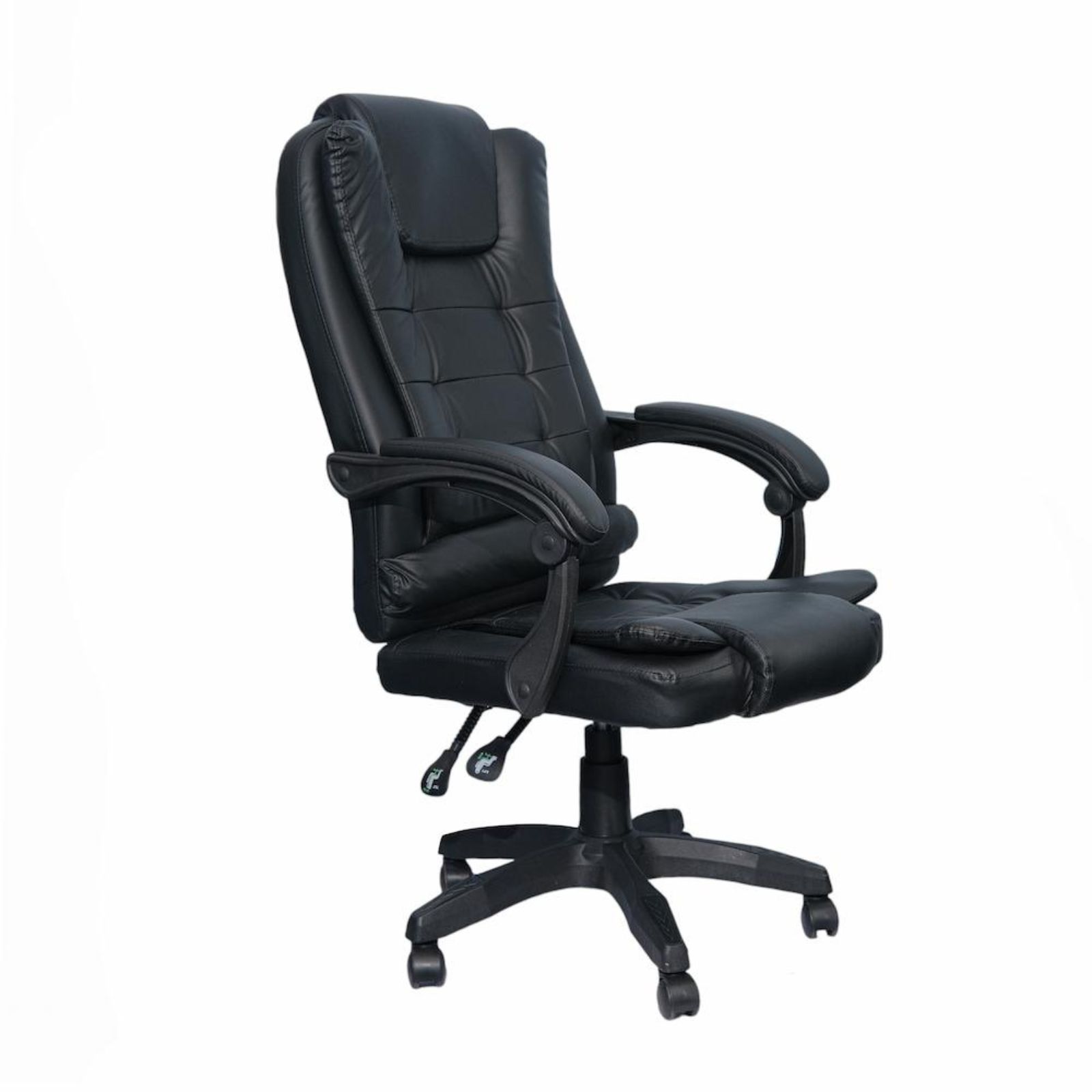 DASCK Sillón de Oficina Altura Ajustable Cuero Sintético Acolchada Reclinable Silla Director, Negro, Universal