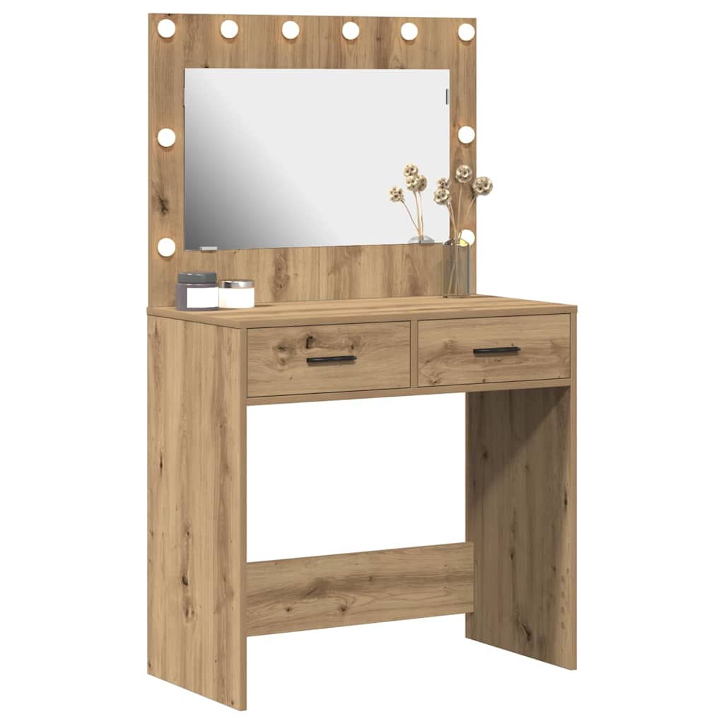 vidaXL Mesa Tocador con cajón Roble artesanal 78,5 x 41 x 135 cm