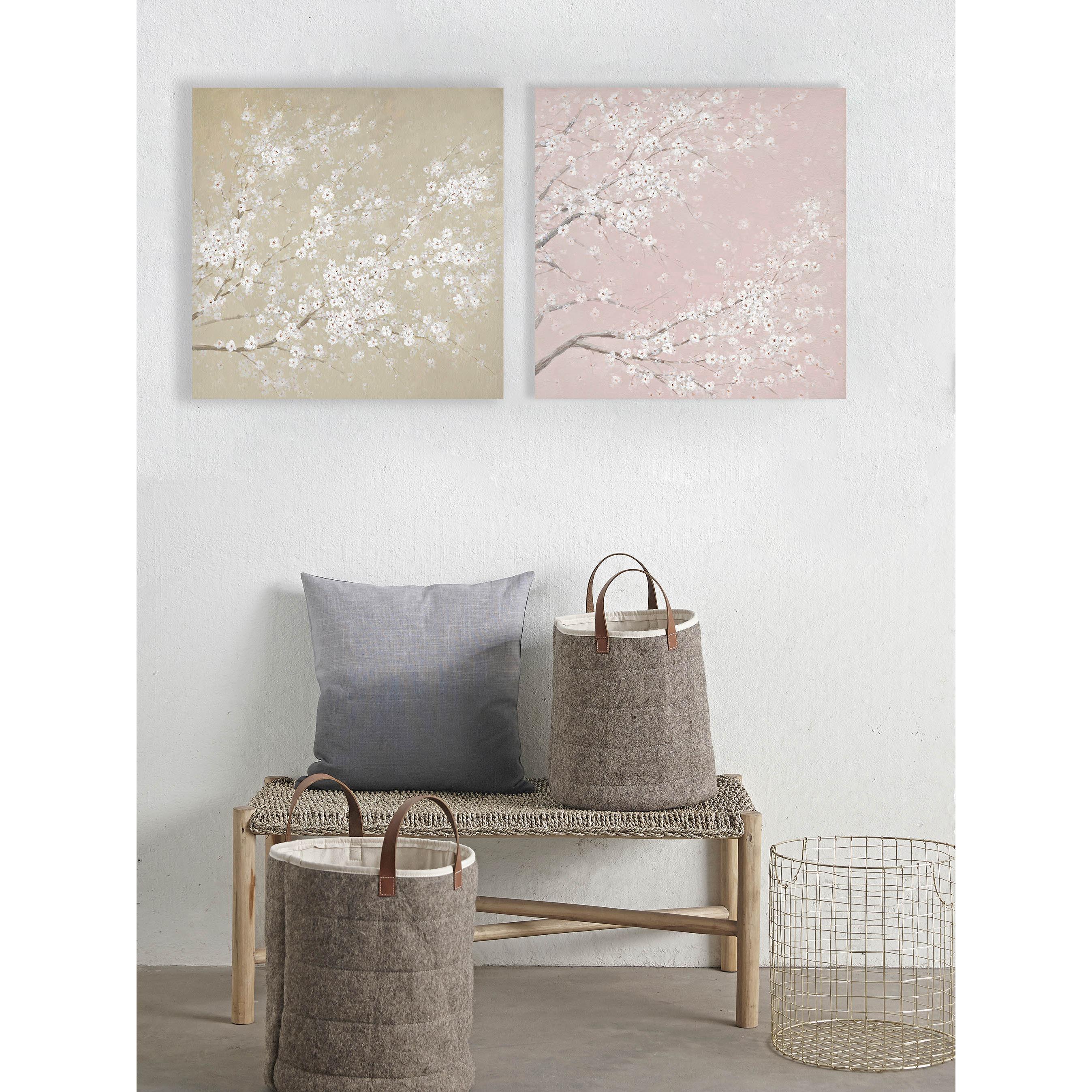 Hispanohogar - Set de 2 Cuadros Impresos en Lienzo, Árboles en Flor (72453), 60x60