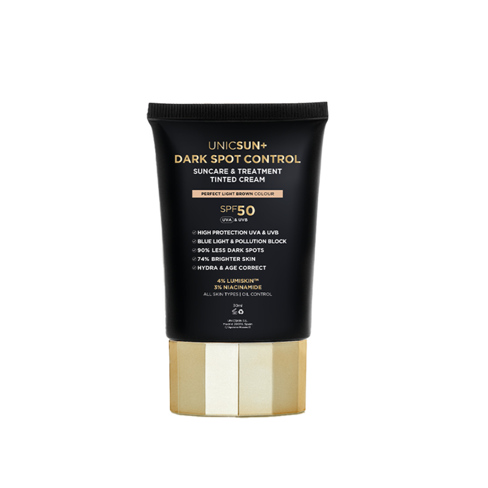 UNICSKIN - UNICSUN+ DARK SPOT CONTROL PERFECT LIGHT BROWN - Crema Facial con Color y Protección Solar SPF50