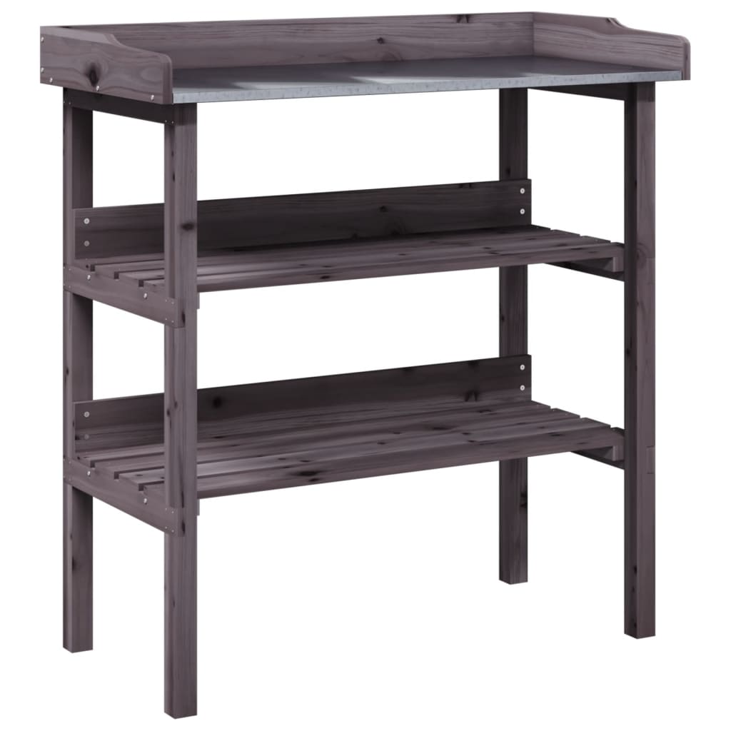 vidaXL Mesa para plantas con estantes madera abeto gris 78x38x82,5 cm