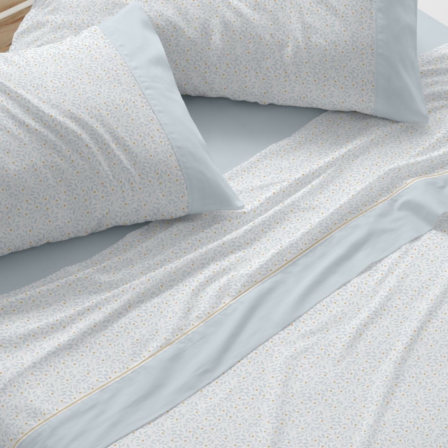 Juego Sábanas BURRITO BLANCO 50% Algodón Diseño Naif Azul - Tacto Suave, Fácil Planchado, Alta Durabilidad - Cama 90-200cm