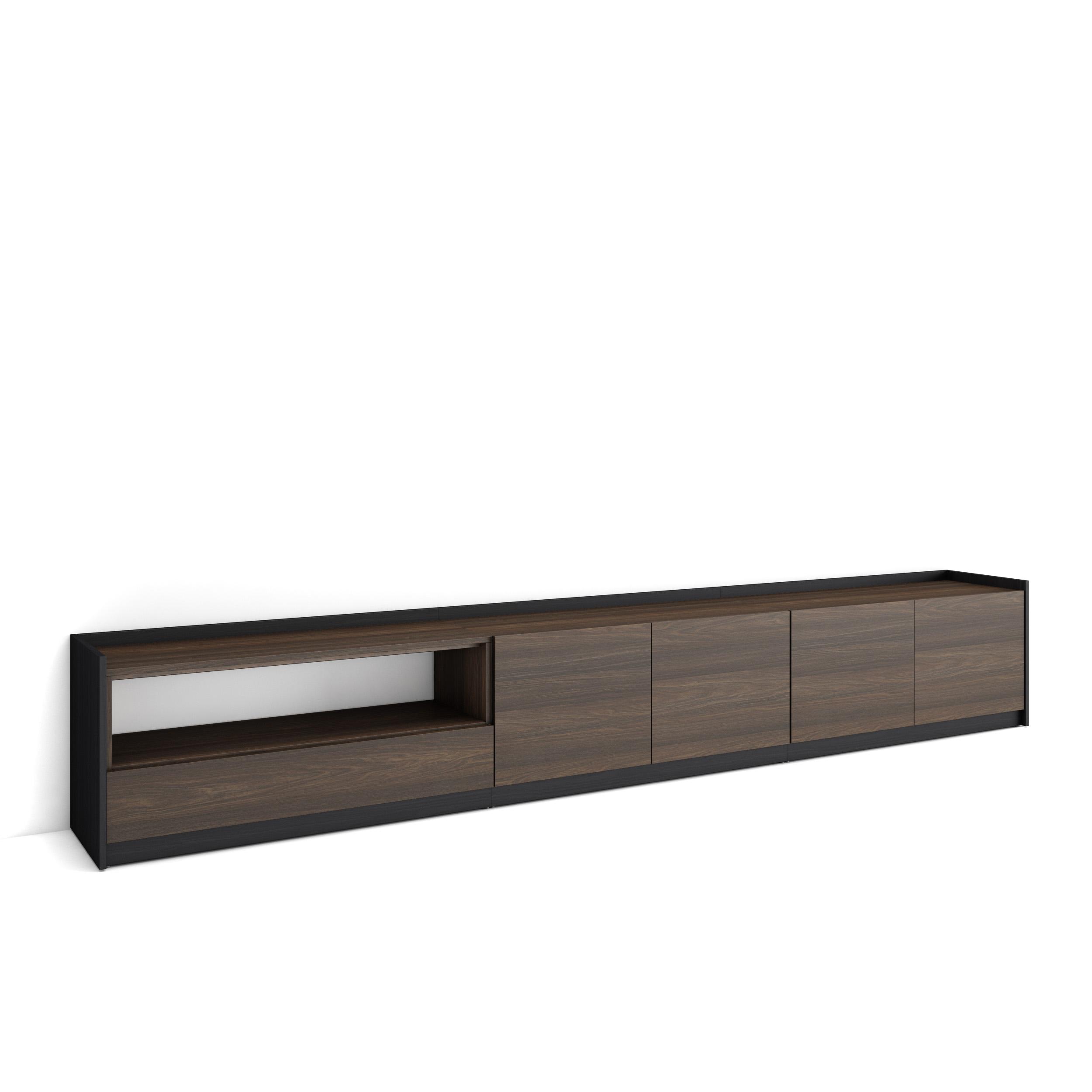 Skraut Home, Mueble TV, Televisión, Muebles de salón, almacenaje, 310x37x50 cm, Para TV hasta 80", Con almacenamiento