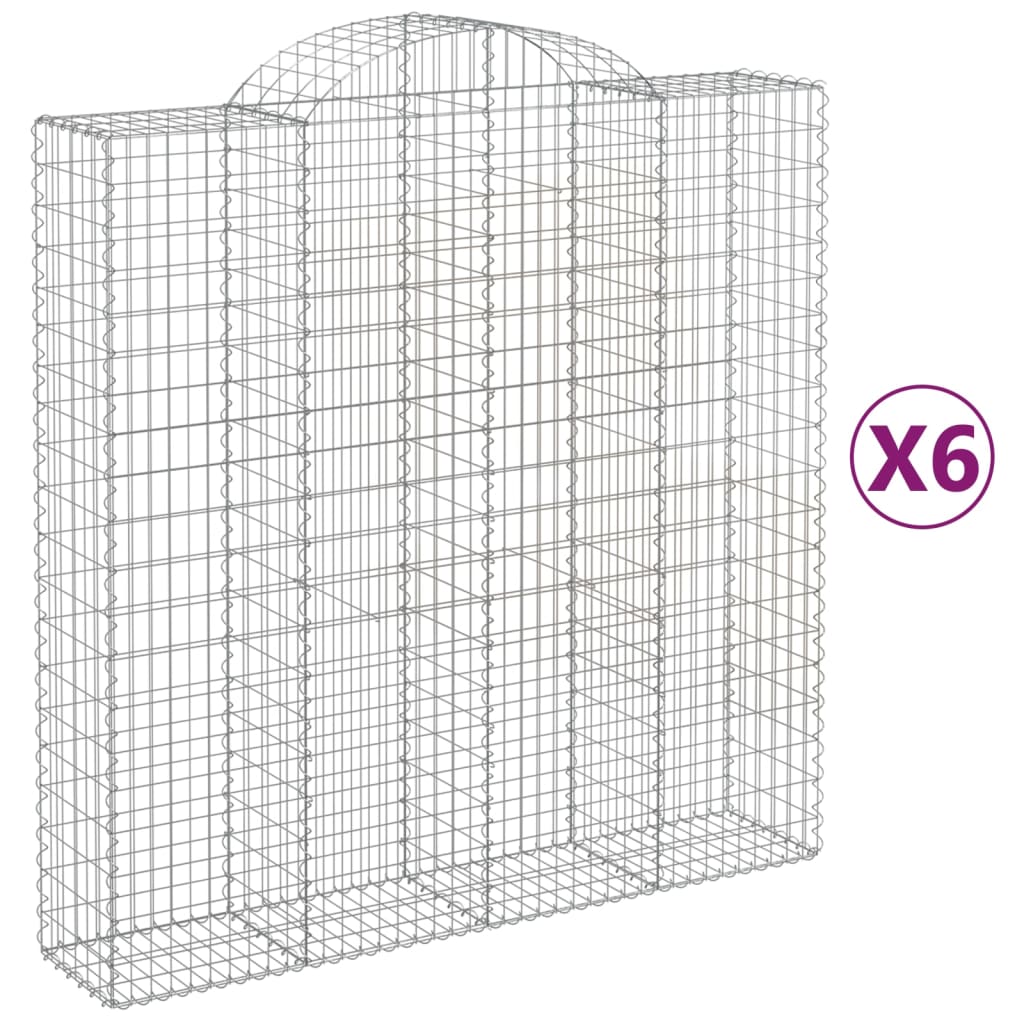 Vidaxl Cestas de Gaviones de Hierro Galvanizado - Set de 6 - Dimensiones 200 X 30 X 180/200 Cm