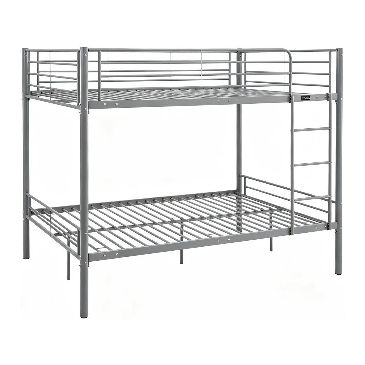 Habitat y Jardin - Litera doble "Adam" con somier - 140 x 190 cm - Gris