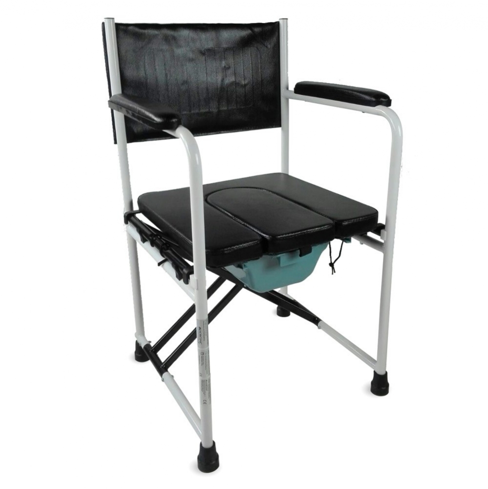 Mobiclinic Silla WC con tapa Ebro Marca española Silla con inodoro Plegable Acero cromado Reposabrazos y asiento acolchados Para ancianos y discapacitados Conteras antideslizantes