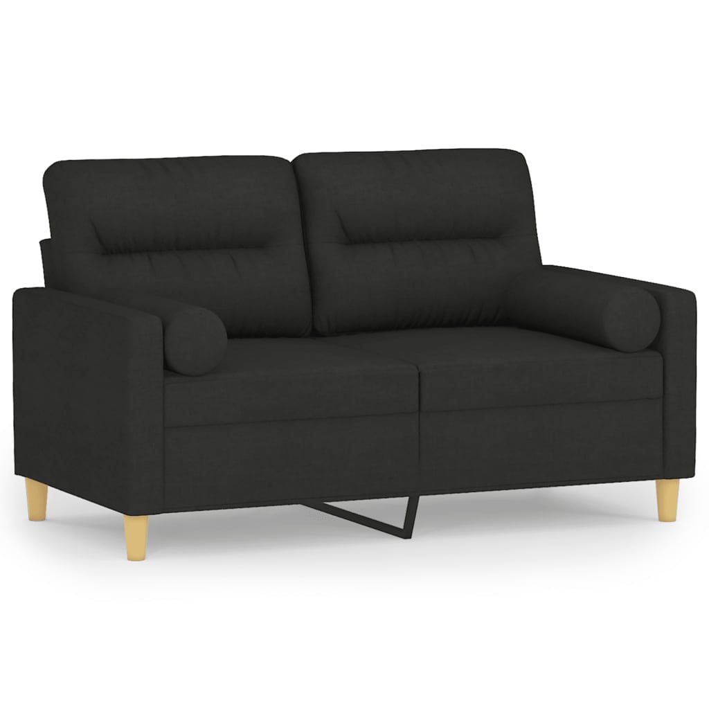 vidaXL Sofá de 2 plazas con cojines tela negro 120 cm