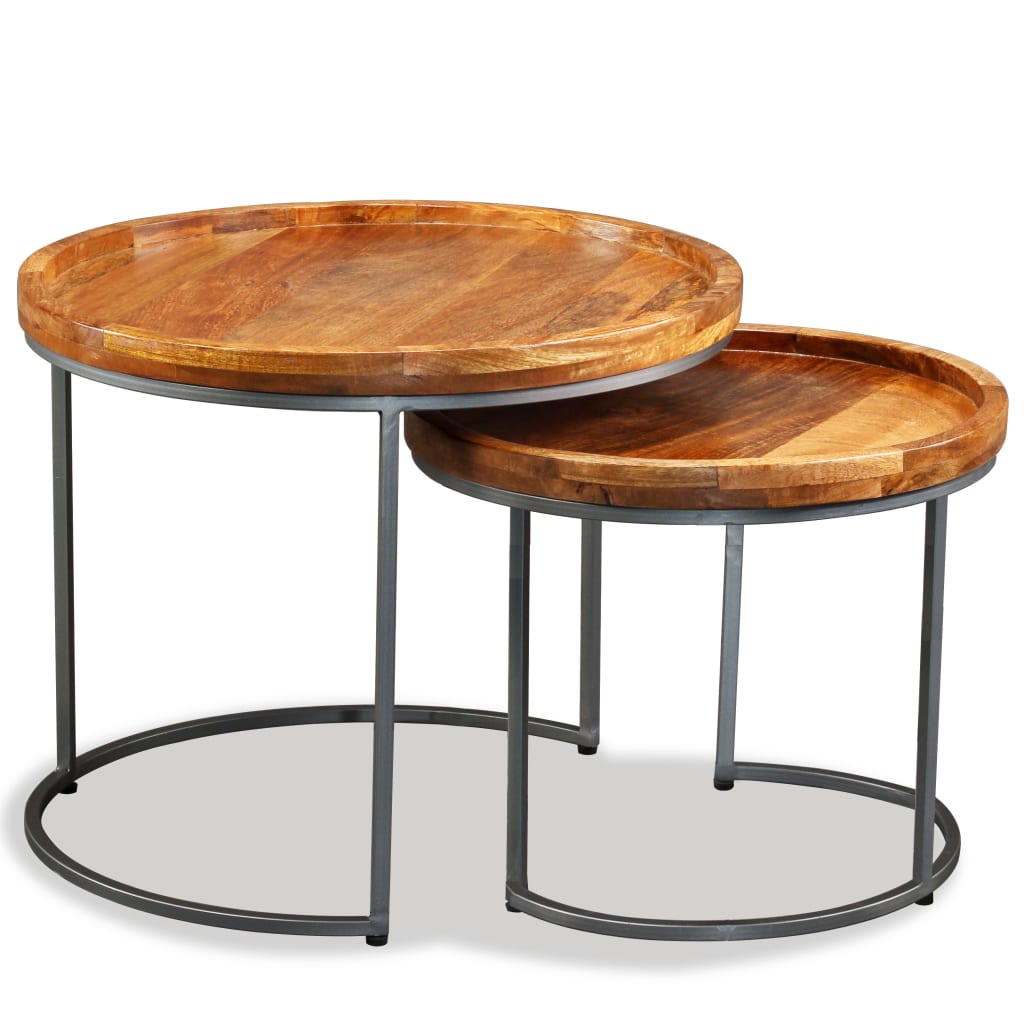 Vidaxl - Set de Mesas Auxiliares de Madera Maciza de Mango para Salón