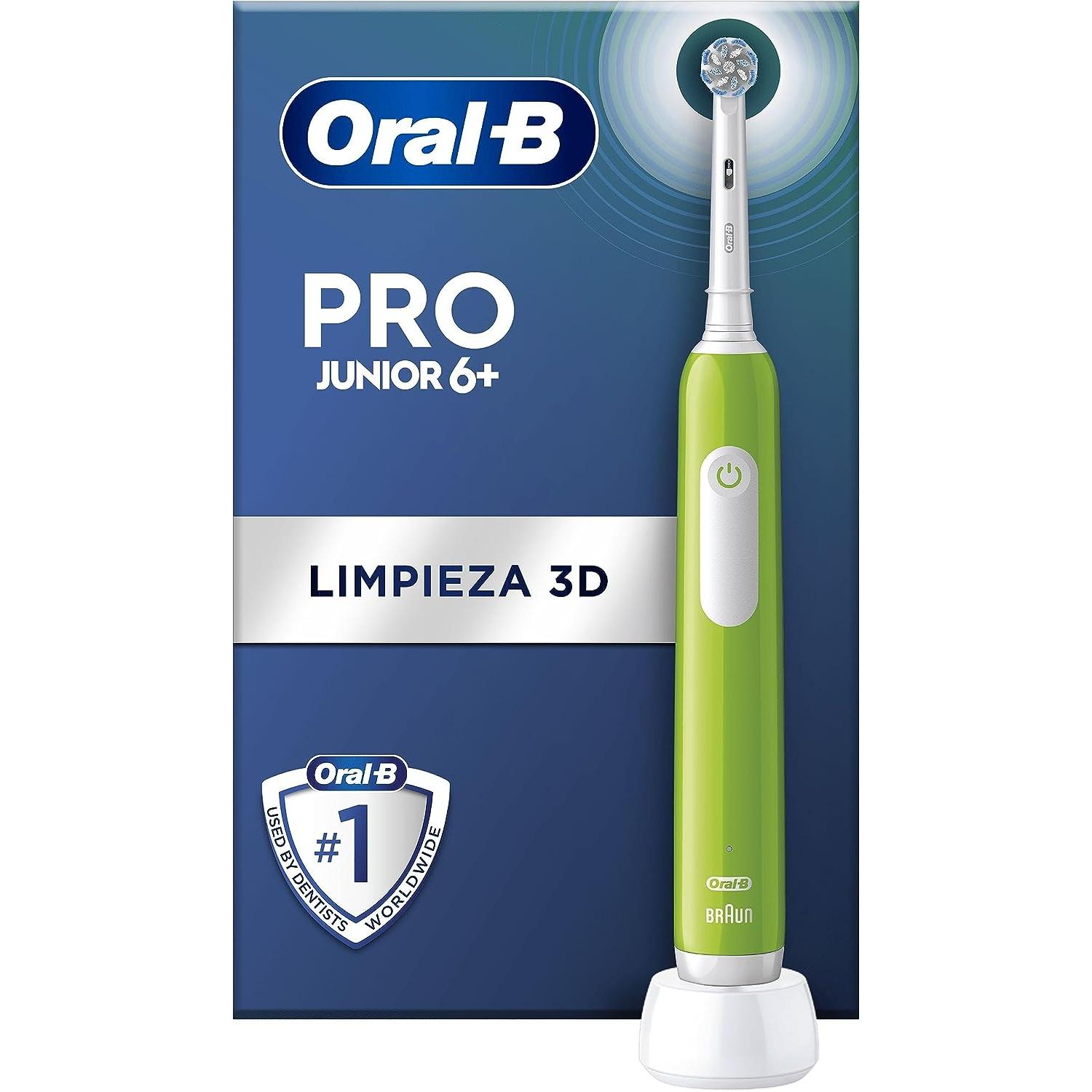 Oral-B - Oral-B Pro Junior cepillo de dientes eléctrico, 1 mango verde, 1 cabezal,  apto para niños mayores de 6 años