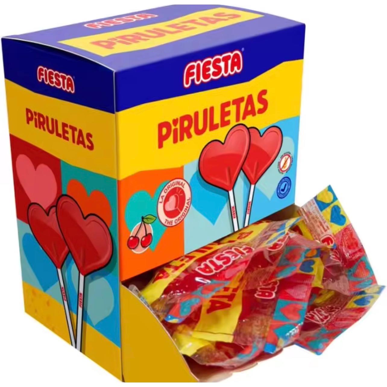 Fiesta Piruletas Corazón Cereza 80 Unds Sin Gluten