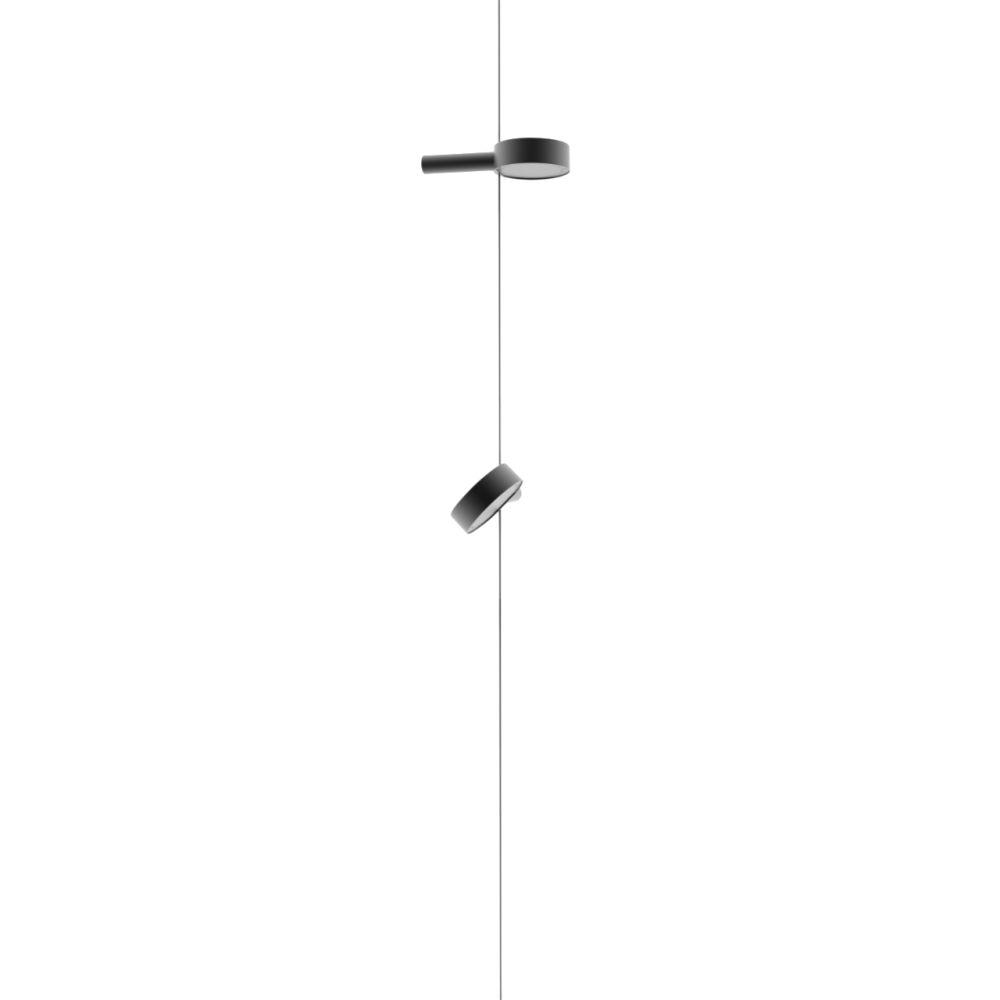 Lámpara LED suspendida Zafferano SUPER O negra recargable y regulable - 2 módulos de luz