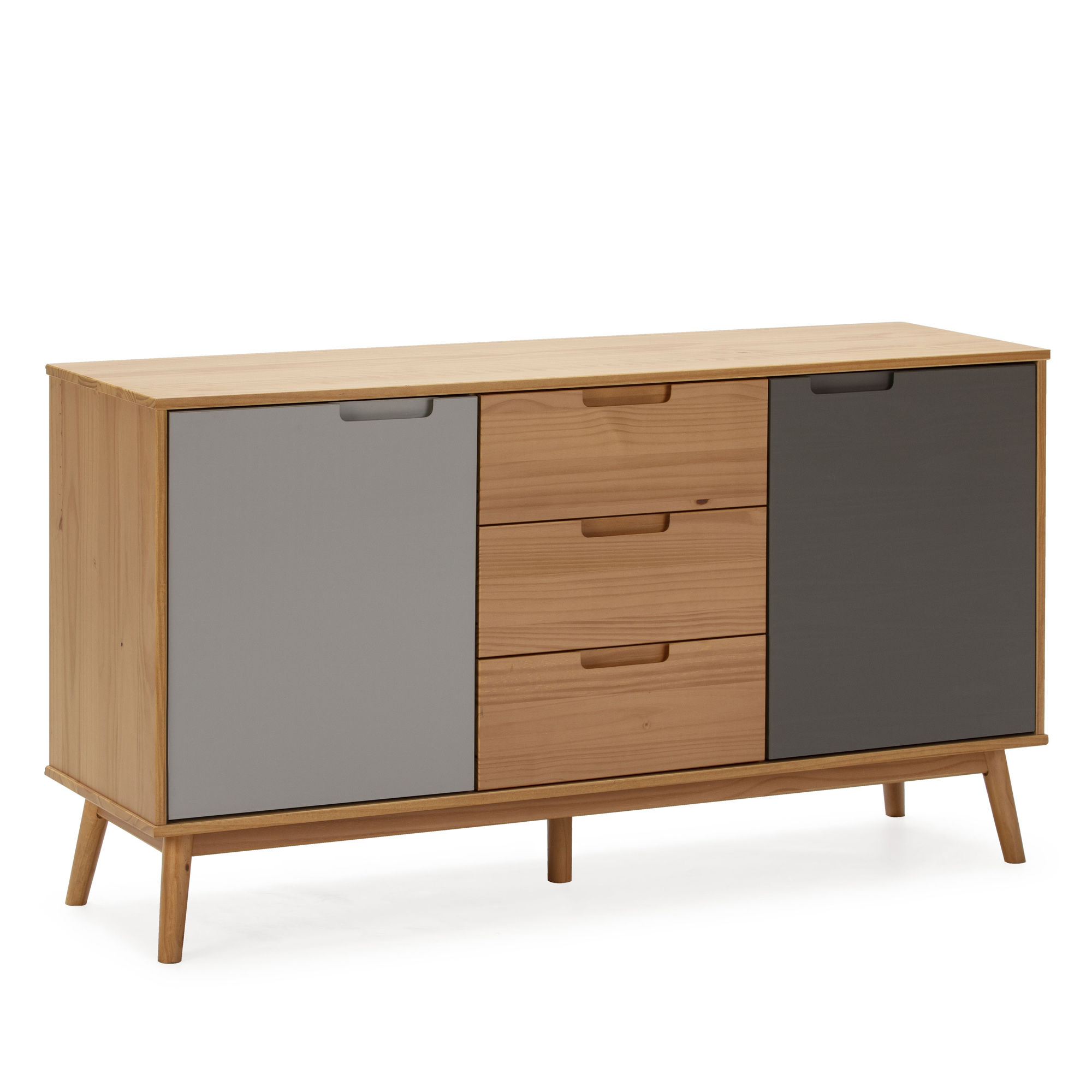 VS Venta-Stock Aparador Bruce 3c2p Roble/Gris Madera Pino Elegante