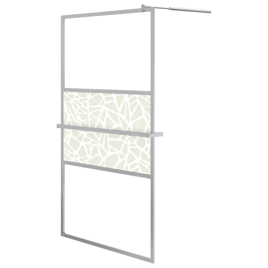 vidaXL Mampara ducha con estante vidrio ESG aluminio cromado 115x195cm mampara Modelo Stone design, Esmerilado