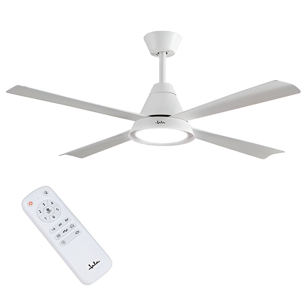 Jata JVTE4235 - Ventilador Techo con Luz de 4 Apas, 132cm, Mando a Distancia, Motor DC , Color Blanco