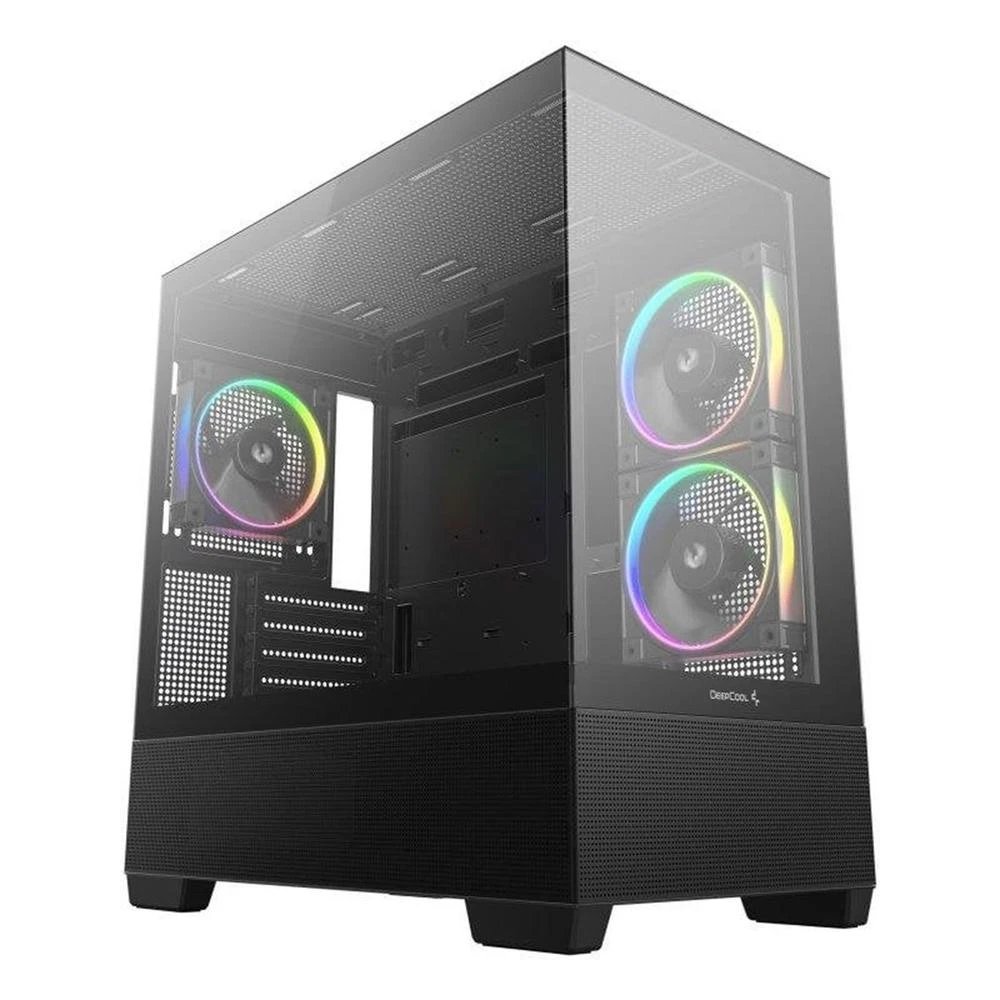 Deepcool - Caja para PC DeepCool R-CG380-BKAGM3-G tipo midi tower con doble panel de vidrio templado, ventiladores ARGB preinstalados y soporte para GPU hasta 410 mm