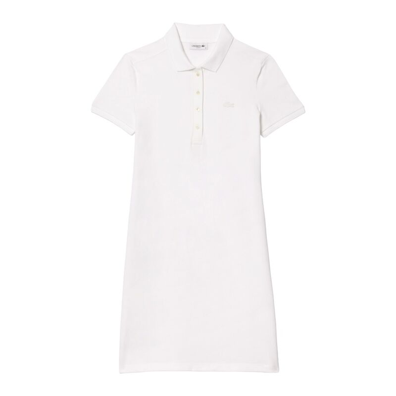 Vestido Blanco Lacoste Tipo Polo Dresses Female Adult de Diseño Entallado