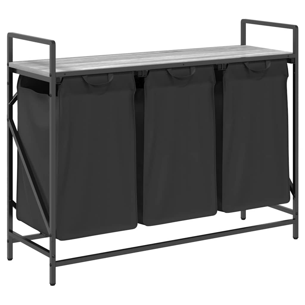 vidaXL Cesto de ropa de 3 compartimentos con estante