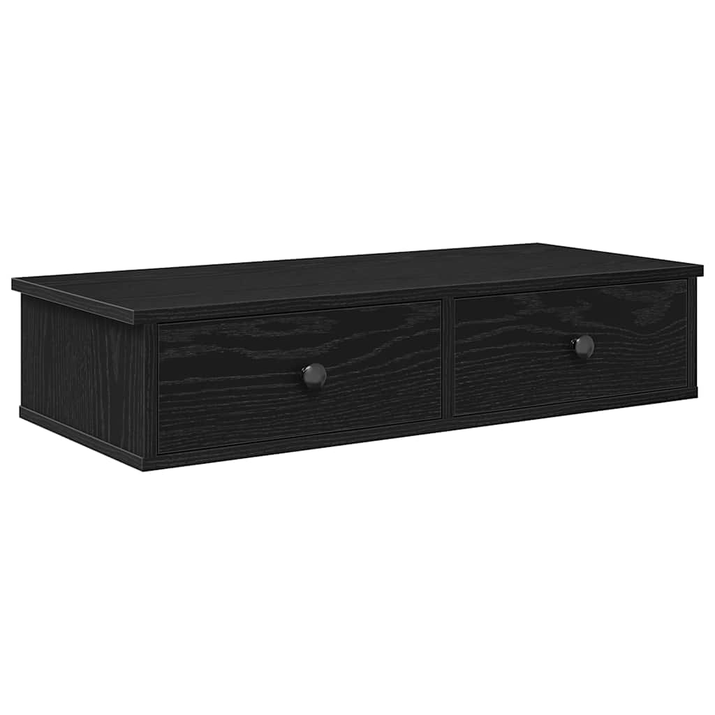 vidaXL Estante de pared con cajones de madera contrachapada negro
